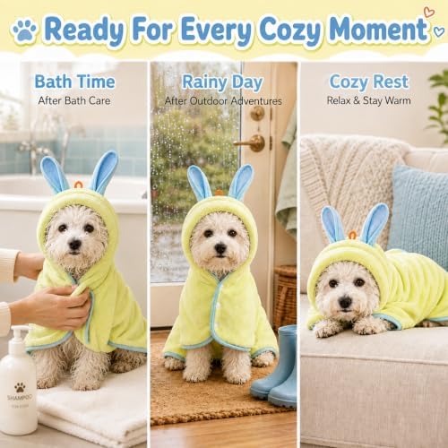Dog Bathrobe Towel, Soft Hooded Dog Drying Wrap - Image 2