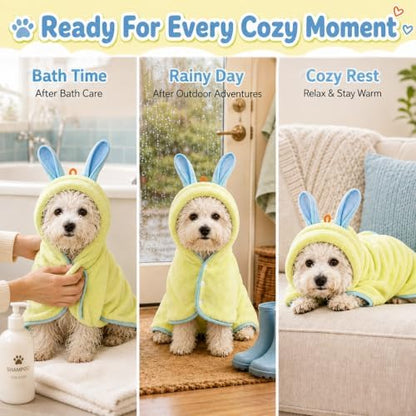 Dog Bathrobe Towel, Soft Hooded Dog Drying Wrap - Image 2