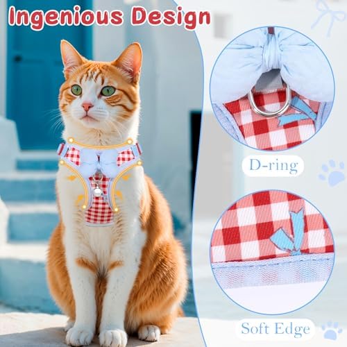 Cat Harness and Leash Set, Escape Proof Soft Vest Walk Red Medium - Image 6