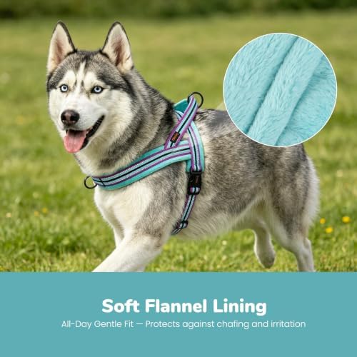 Didog No Pull Dog Harness for Medium Dogs, Soft Flannel Padded, Mixed-Blue - Image 2