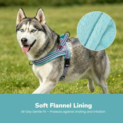 Didog No Pull Dog Harness for Medium Dogs, Soft Flannel Padded, Mixed-Blue - Image 2