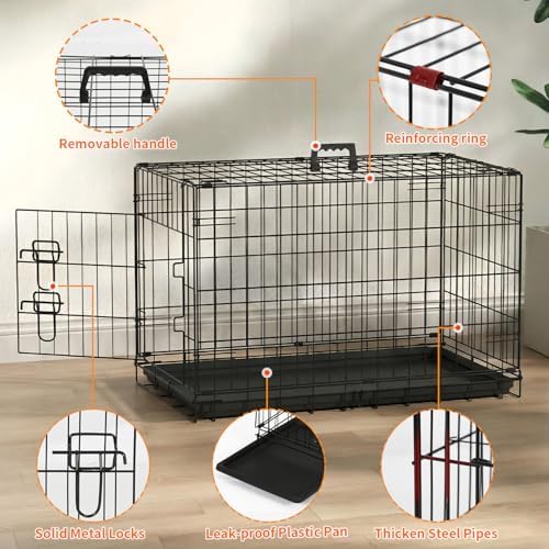 FDW | 36" Foldable Metal Dog Crate | Dark Black | Cage - Image 5