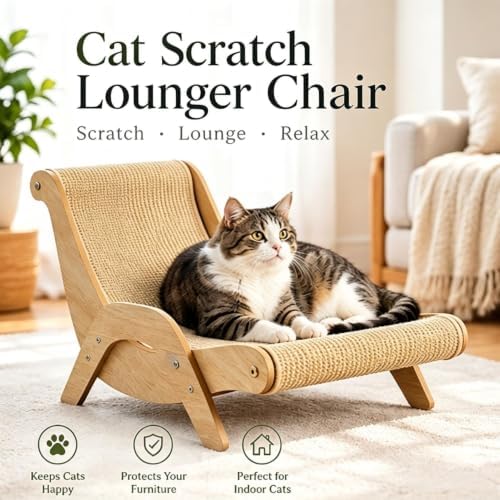 Cat Scratch Lounger Chair, Curved Sisal Scratcher Bed - Image 2