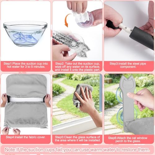Large Size Cat Window Perch 2 Pack, Cordless Cat Window Hammock - Image 6