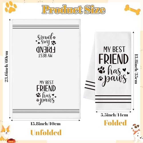 Paws Print Hand Towel, 6 Pack Kitchen Dish Cloths Set Dog Lovers Gift - Image 2