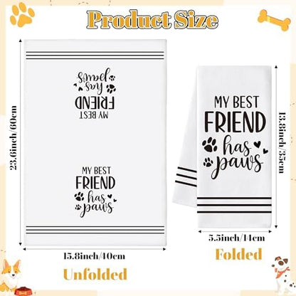 Paws Print Hand Towel, 6 Pack Kitchen Dish Cloths Set Dog Lovers Gift - Image 2