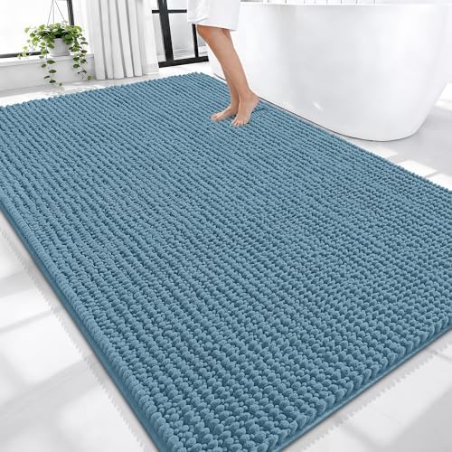 OLANLY Thick Chenille Large Bathroom Rugs Mats 70x46, Airy Blue by OLANLY