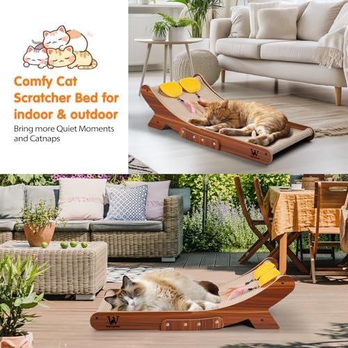 Sisal Cat Scratcher Bed, Natural Solid Wood Scratch Lounger, No Mess Scratching - Image 6