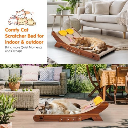 Sisal Cat Scratcher Bed, Natural Solid Wood Scratch Lounger, No Mess Scratching - Image 6