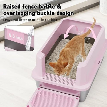 RIZZARI Stainless Semi-Closed Litter Box: High-Sided Open - Image 5
