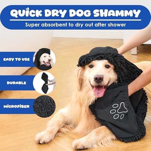 Dog Towel for Drying Dogs, Absorbent Microfiber Bath Towel, Hand Pockets - Image 2