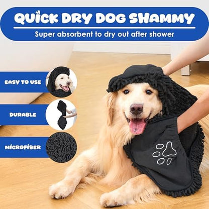 Dog Towel for Drying Dogs, Absorbent Microfiber Bath Towel, Hand Pockets - Image 2