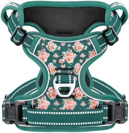 HEELE Dog Harness, Reflective, No Pull No Choke, Flower Grass Green by HEELE