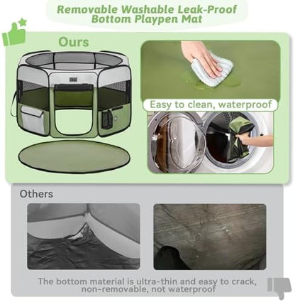PETSFIT Portable Dog Playpen 36", Removable Waterproof Mat, Zippered Roof - Image 2