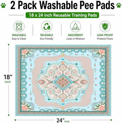 Washable Pee Pads for Dogs, 2 Pack Reusable Puppy Training Pads - Image 2