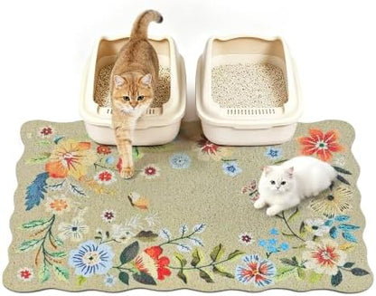 Cat Litter Mat, Traps 100% Litter by YOSEPATI