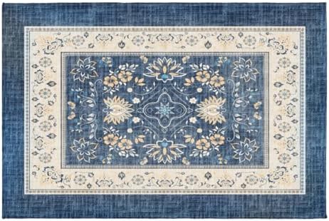 Giwawa Blue Boho Bath Rug Ethnic Floral Bathroom Mat Soft Quick Dry Bath Carpet by Giwawa