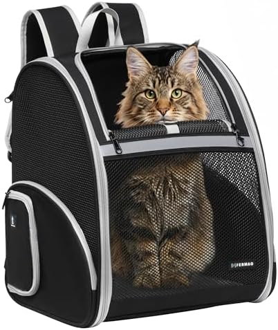 Pet Backpack Carrier, Large Cat Carrier Backpack Up to 20 Lbs by FERMAO