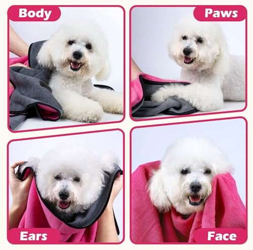 MICOOYO Dog Towels for Drying Dogs 3 Pack, Ultra Absorbent Microfiber Pet Bath - Image 6