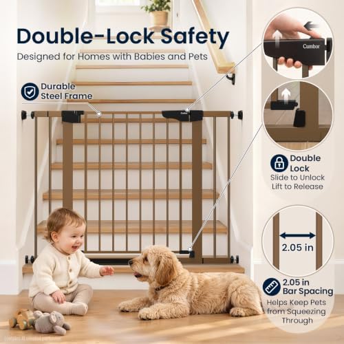 Cumbor 30-43" Wide Baby Gate, Auto-Close Walk-Through Safety Gate - Image 3