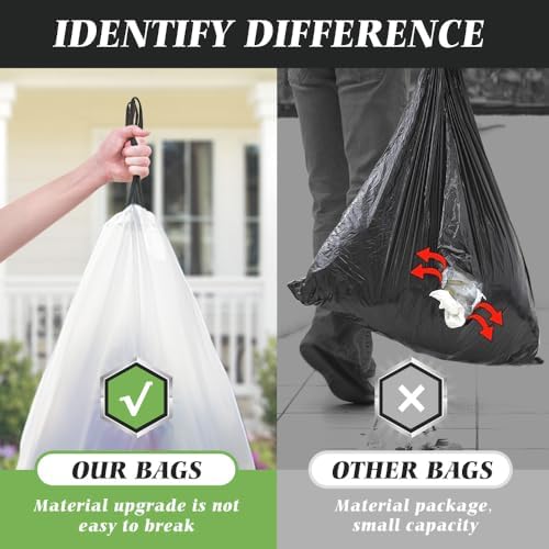 Teivio 20 Gallon 60 Counts Large Drawstring Trash Bags Strong Tall Kitchen - Image 6