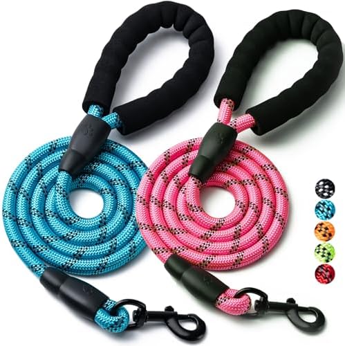 2 Pack Dog Leash, Heavy Duty Nylon Rope Pet Leashes by BOOMIBOO