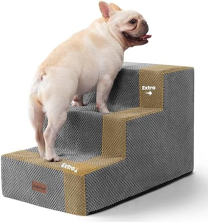 Aodisman Dog Stairs for Small Dogs, Wider 3-Step Pet Steps for Couch & Bed by AODISMAN