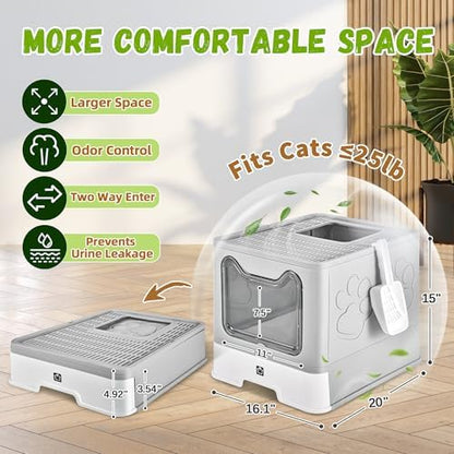 Covered Cat Litter Box, Extra Large Drawer Design - Image 2