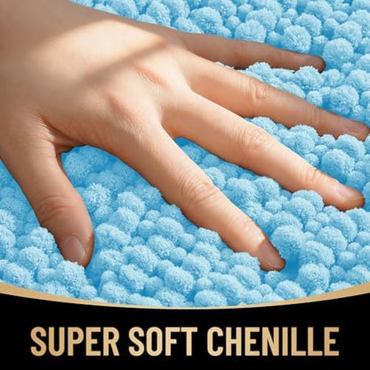 OLANLY Thick Chenille Small Bathroom Rugs Mats 24x16, Sky Blue - Image 2