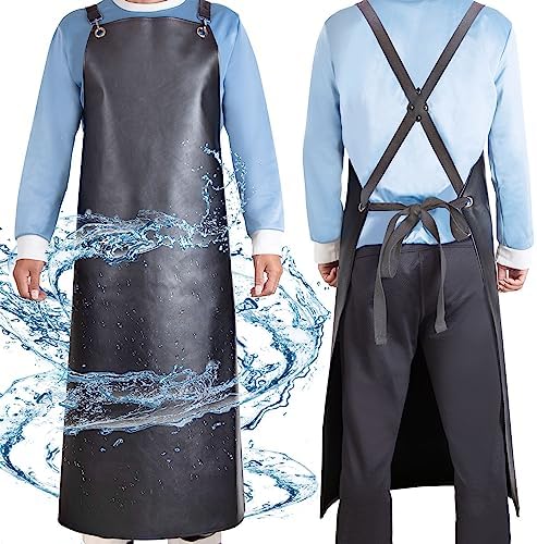 SHEOMERN Waterproof Rubber Apron, Lab Work, Dog Grooming Black by Sheomern