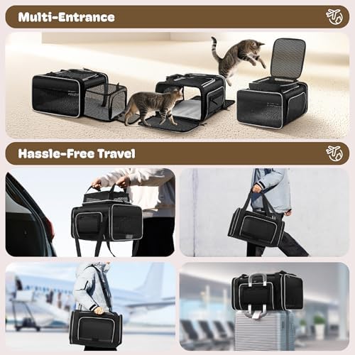 Top and 2 Sides Expandable Cat Carrier 18x13.5x9.5 TSA Airline Approved - Image 6