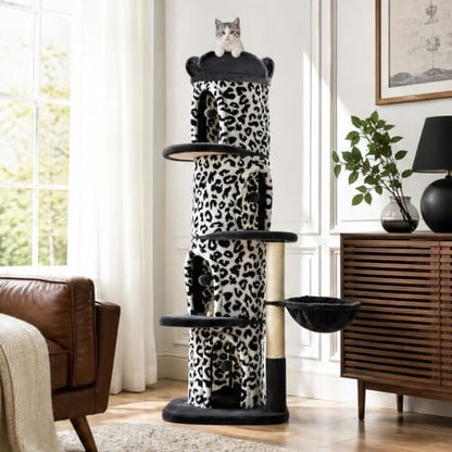 MUTTROS 68.5" White Leopard Print Cat Tree Tower by MUTTROS