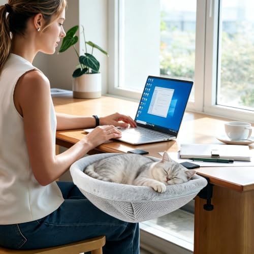 Desk Cat Bed Hammock Foldable, Sunken Semi-Circular Cat Perch - Image 7