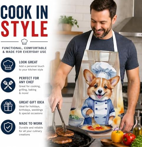 Caroline's Treasures Corgi The Chef Apron Cooking Kitchen Server Baking Crafts - Image 2