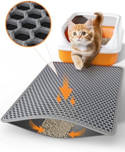 Powools Cat Litter Mat, Double-Layer, 23.2 x 14.6 in, Urine-Proof by Powools