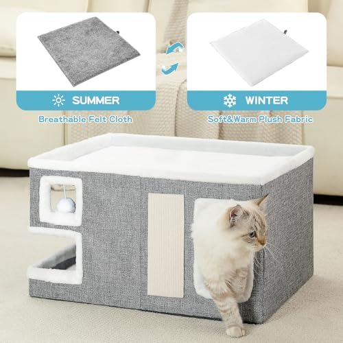 Large Cat Houses for Indoor Cats, Extra Wide Cat Cave Bed - Image 3