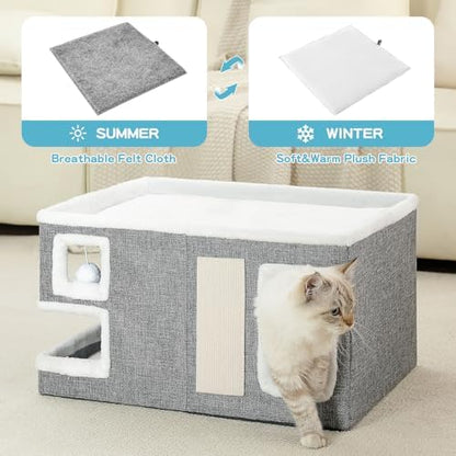 Large Cat Houses for Indoor Cats, Extra Wide Cat Cave Bed - Image 3