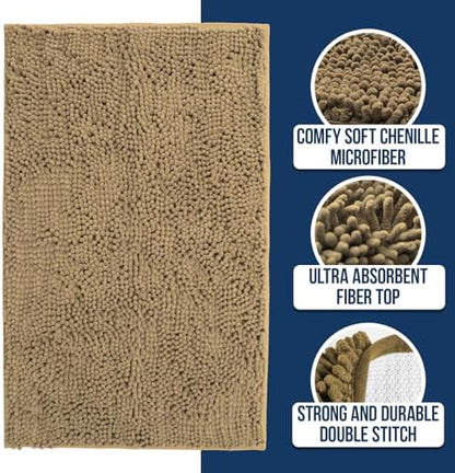 Muddy Mat Chenille Bathroom Rugs Quick Dry Microfiber Mats Non Slip Washable - Image 2