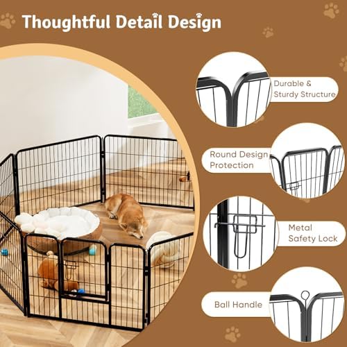 DUMOS Dog Playpen 24 Inch 16 Panels Indoor Outdoor Metal Pet Fence - Image 4
