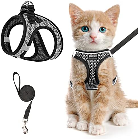 Cat Harness and Leash for Walking Escape Proof, Adjustable Kitten Vest Harness by SALFSE