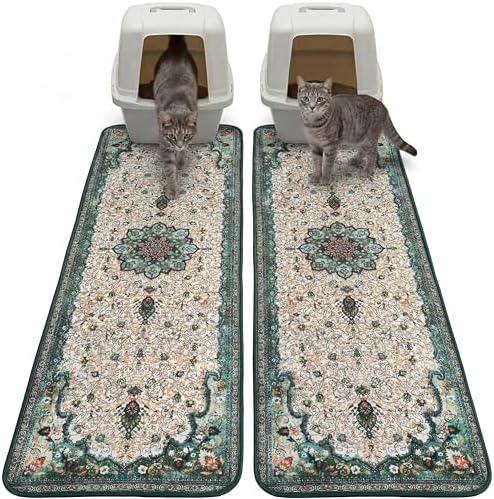 Hompet Cat Litter Mat 2 Pack, 18x54 Large Machine Washable Trapping Mats by Hompet