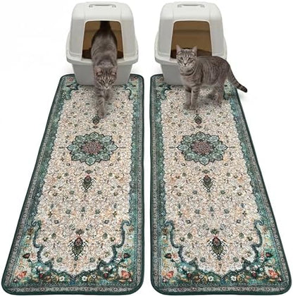 Hompet Cat Litter Mat 2 Pack, 18x54 Large Machine Washable Trapping Mats by Hompet