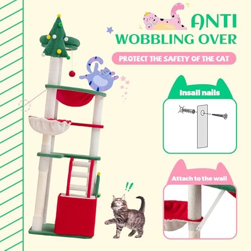 SHA CERLIN 67in Tall Cat Tree/Climbing Tower - Image 5