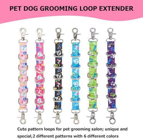 Dog Grooming Loops Table Supplies 2 Pack Cute Colorful Paw Pattern Restraint - Image 4