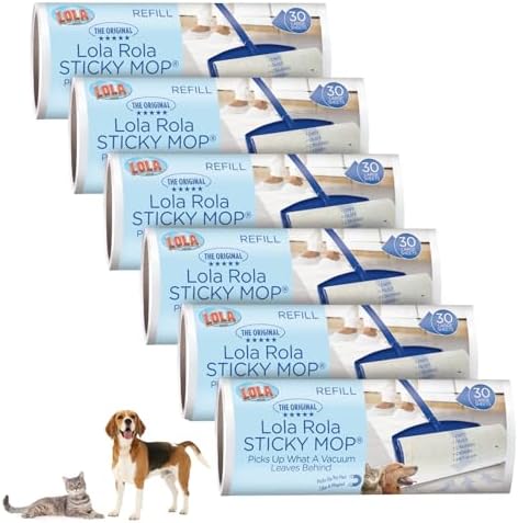 LOLA Rola Sticky Mop Refills, Giant Adhesive Roller, 180 Sheets, Traps Dirt by LolaProducts