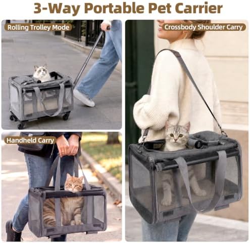 Rolling Cat Carrier with Detachable Wheels, Soft Sided - Image 6