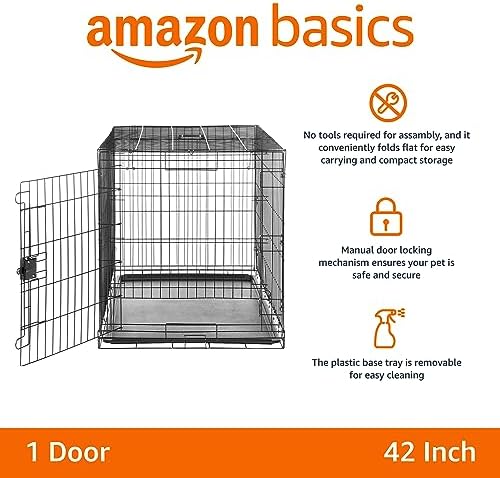 Amazon Basics Durable, Foldable Metal Wire Dog Crate - Image 2