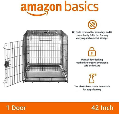 Amazon Basics Durable, Foldable Metal Wire Dog Crate - Image 2