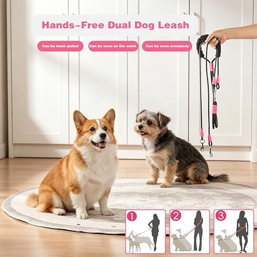 Double Dog Leash, Hands-Free Dual Dog Leash, 360° Rotating Tangle-Free - Image 4