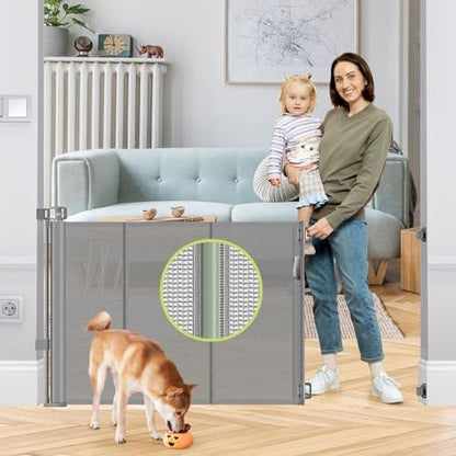 Reinforced 55" Wide Retractable Dog Gate by Babyproofingoutletcovers